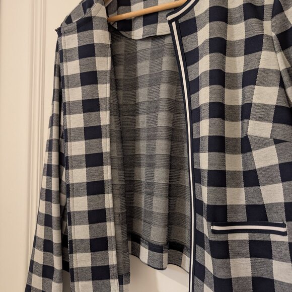 M&S Navy and White Gingham Skirt Suit (2pc) - Picture 3 of 8